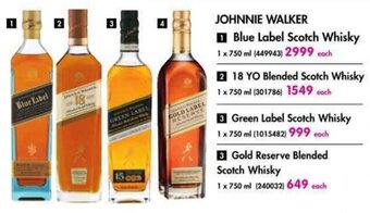 Makro JOHNNIE WALKER Blue Label Scotch Whisky offer