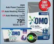 Dis-Chem Omo auto power capsules 16 capsules, auto washing powder 2kg or auto washing liquid 1.5l-each offer