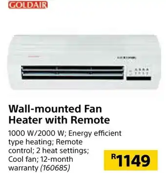 Wall-mounted Fan Heater with Remote