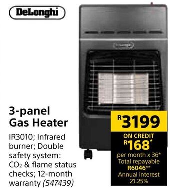 Builders Warehouse DeLonghi 3-panel Gas Heater offer