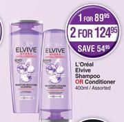 Dis-Chem L'oreal elvive shampoo or conditioner assorted-400ml offer