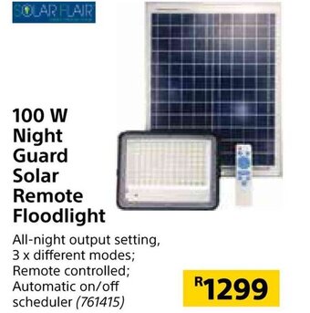 Builders Warehouse 100 W Night Guard Solar Remote Floodlight offer