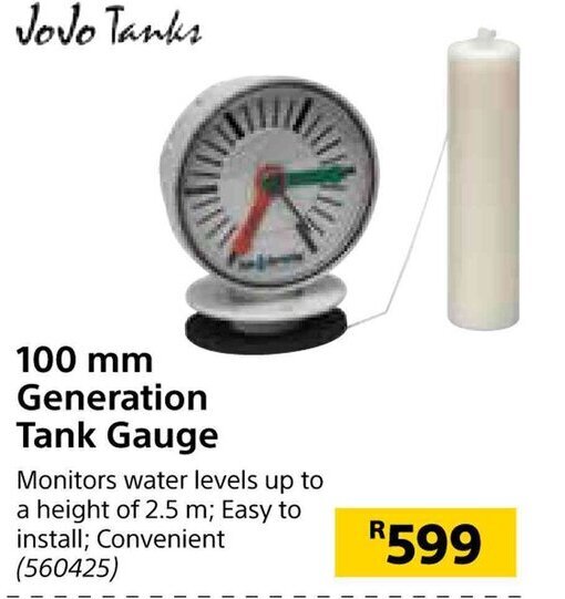 JoJo Tanks 100 mm Generation Tank Gauge offer at Builders Warehouse