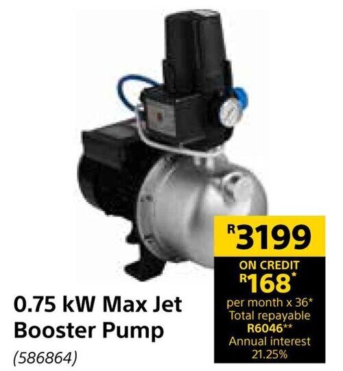 JoJo 0.75 kW Max Jet Booster Pump (586864) offer at Builders Warehouse