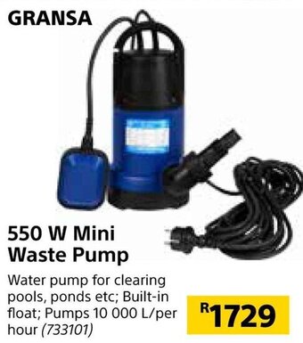 Builders Warehouse Gransa 550 W Mini Waste Pump offer