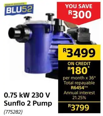 Builders Warehouse 0.75 kW 230 V Sunflo 2 Pump offer