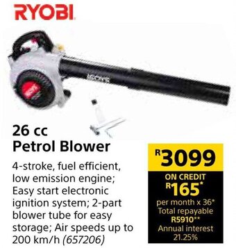 Builders Warehouse RYOBI 26cc Petrol Blower offer