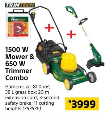 Builders Warehouse 1500 W Mower & 650 W Trimmer Combo offer
