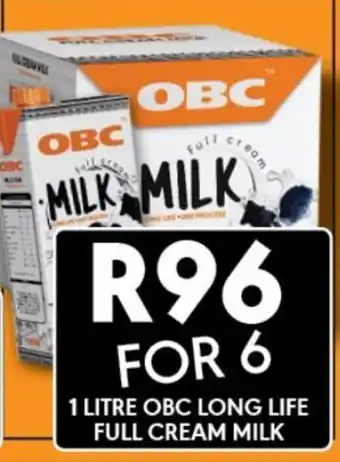 1 LITRE OBC LONG LIFE FULL CREAM MILK