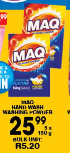 Giant Hyper MAQ Hand Wash Washing Powder 5x150g offer