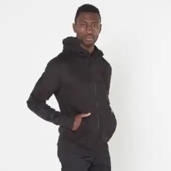 Zando Crosshatch blackouts zip through tricot hoody with tape detail black offer