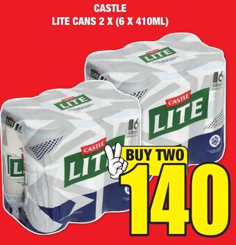 Boxer Liquors CASTLE LITE CANS 2 X (6 X 410ML) offer