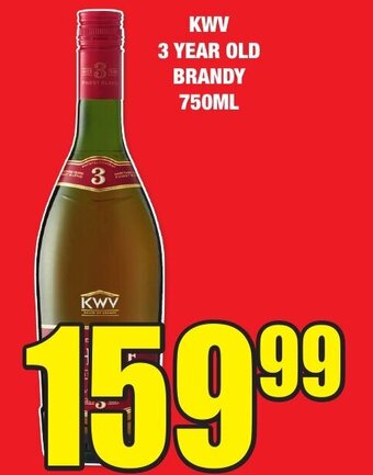 KWV 3 YEAR OLD BRANDY 750ML