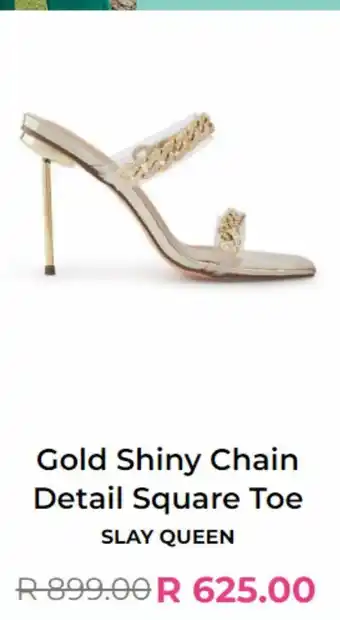 YDE Gold shiny chain detail square toe offer