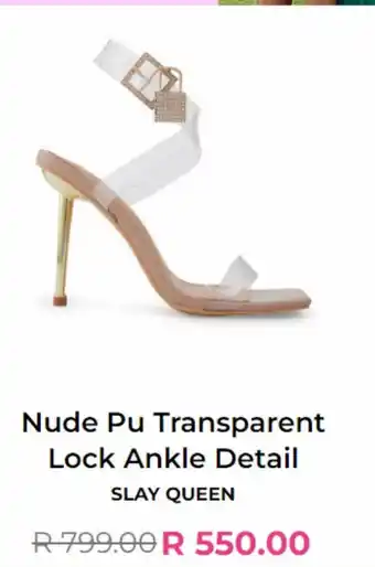 Nude pu trasparent lock ankle detail