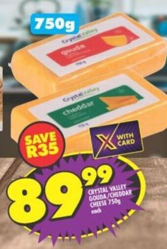 Shoprite CRYSTAL VALLEY GOUDA/CHEDDAR CHEESE 750g offer