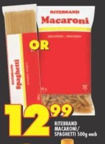 Shoprite RITEBRAND MACARONI/ SPAGHETTI 500g each offer