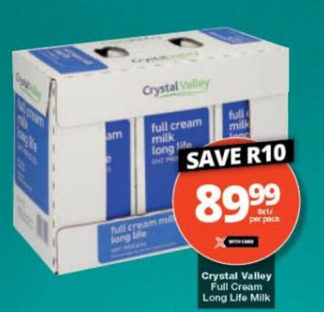 Crystal Valley Full Cream Long Life Milk offer at Checkers