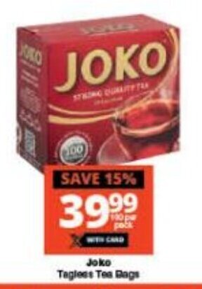 Checkers Joko Tagless Tea Bags offer