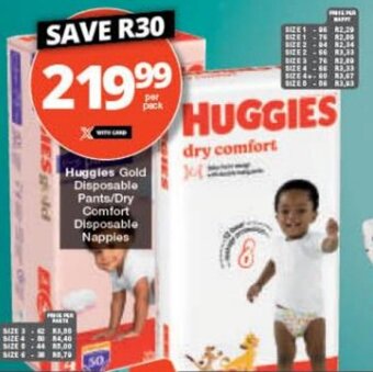 Checkers Huggles Gold Disposable Pants/Dry Comfort Disposable Nappies offer