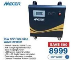 Mecer 1KW 12V Pure Sine Wave Inverter