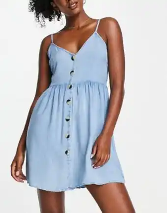 Asos Influence button down beach dress in blue offer