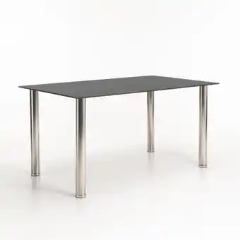 Diaz 150x90 10mm temp black glass top dining table