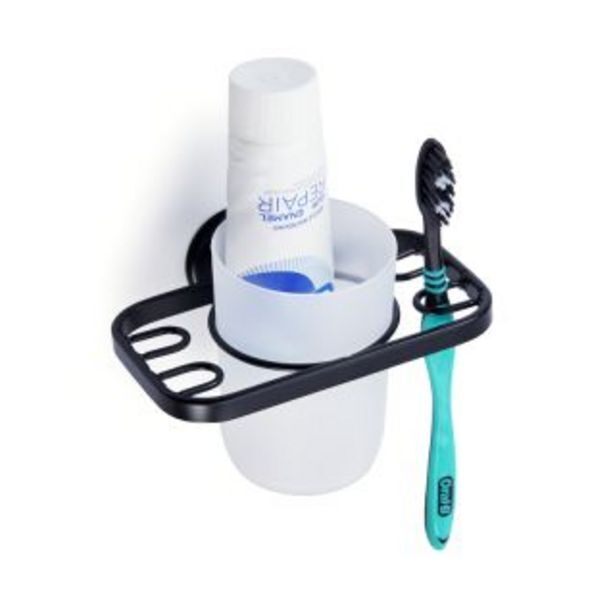 Toothbrush holder with tumbler, stainless steel,… offer at Gelmar