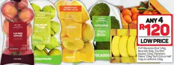 Pick n Pay PnP Bananas Box 1,2kg. Avocado Bag, Top Red Apples 1,5kg. Packham Pears 1,5kg, Soft Citrus Half Tray or Lemons 1,5kg offer