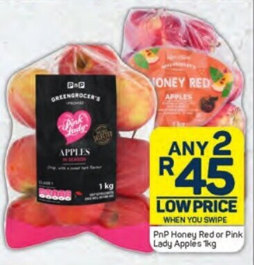 Pick n Pay PnP Honey Red or Pink Lady Apples 1kg offer
