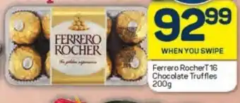 Pick n Pay WHEN YOU SWIPE Ferrero RocherT 16 Chocolate Truffles 200g Ferrero RocherT 16 Chocolate Truffles 200g offer