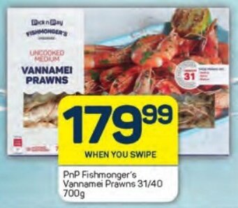 Pick n Pay PnP Fishmonger's Vannamei Prawns 31/40 700g offer