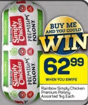Pick n Pay Rainbow Simply Chicken Premium Polony Assorted 1kg Each offer