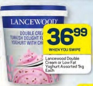 Pick n Pay Lancewood Double Cream or Low Fat Yoghurt Assorted 1kg Each offer