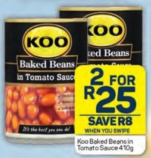 Pick n Pay Koo Baked Beans in Tomato Sauce 410g offer
