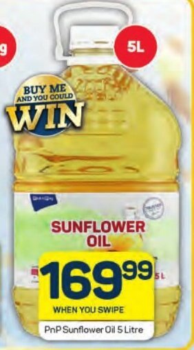 Pick n Pay PnP Sunflower Oil 5 Litre offer