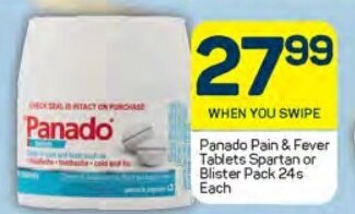Pick n Pay Panado Pain & Fever Tablets Spartan or Blister Pack 24s Each offer