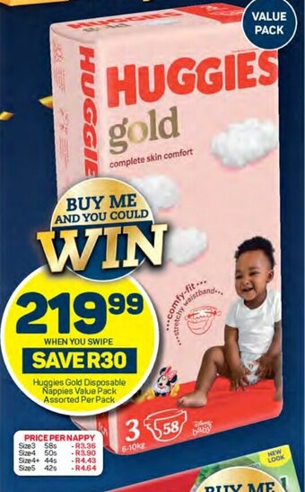 Pick n Pay Huggies Gold Disposable Nappies Value Pack Assorted Per Pack offer