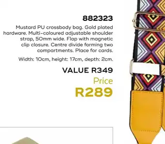 Honey Fashion Accessories Mustard pu crossbody bag. offer