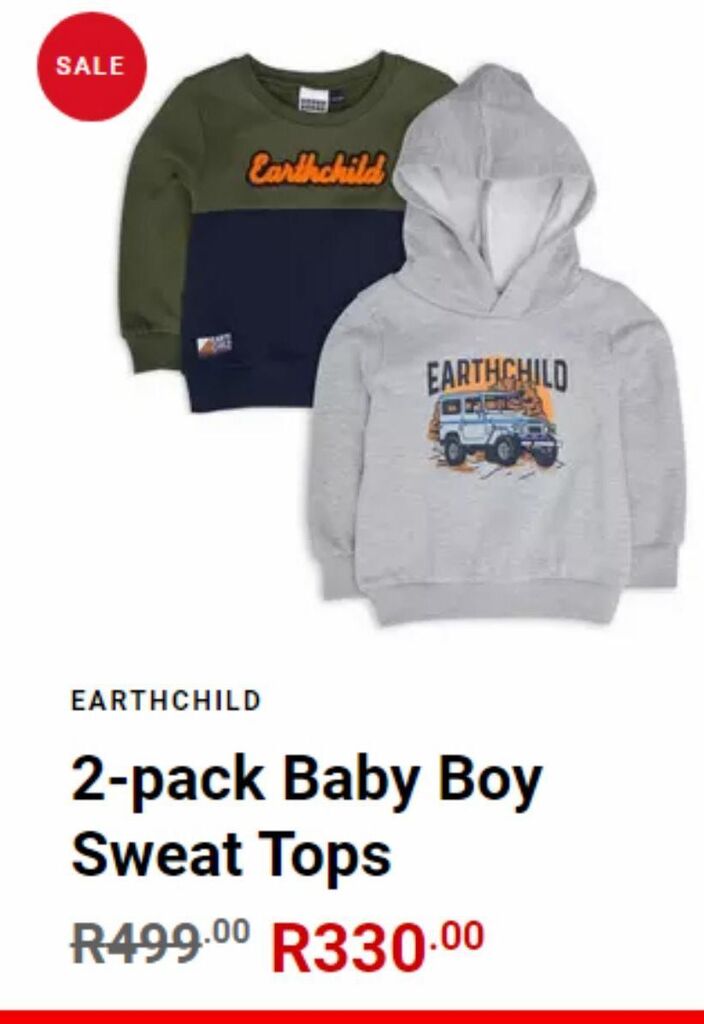 2 pack baby boy sweat tops offer at Earthchild