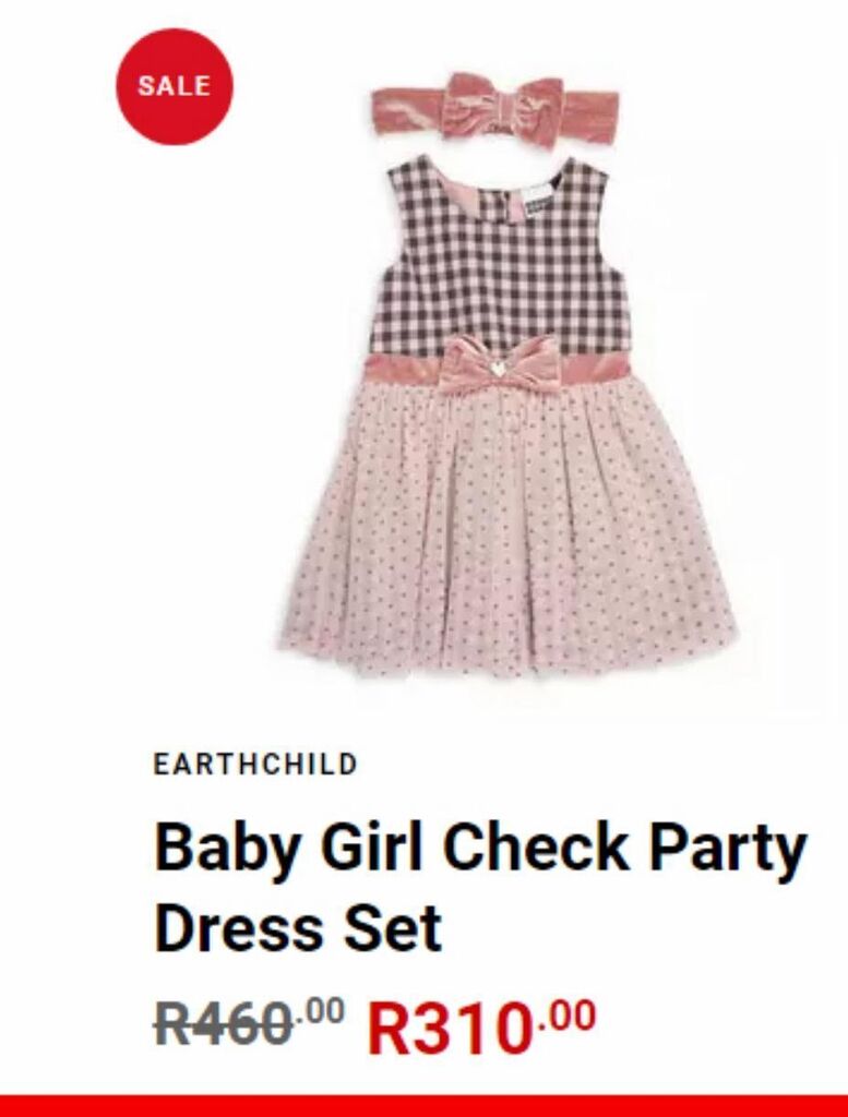 Earthchild Bby girl check party dress set offer