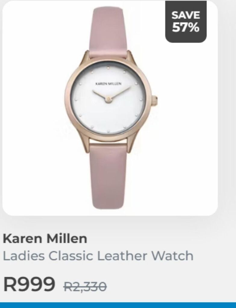 Ladies classic leather watch offer at OneDayOnly