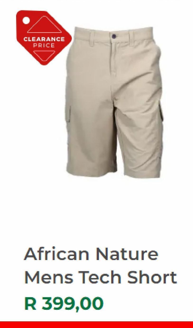 African nature mens tech short offer at Outdoor Warehouse