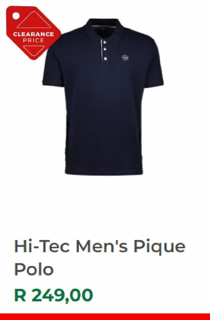 Outdoor Warehouse Hi-tec men's pique polo offer