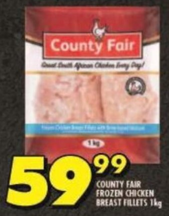 Shoprite COUNTY FAIR FROZEN CHICKEN BREAST FILLETS 1kg offer