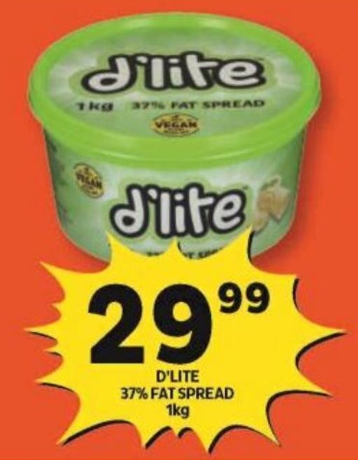 D'LITE 37 FAT SPREAD 1kg offer at Shoprite