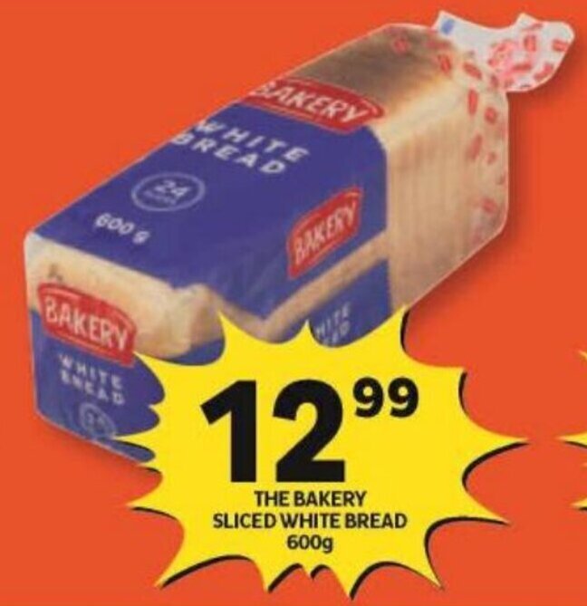 THE BAKERY SLICED WHITE BREAD 600g offer at Shoprite