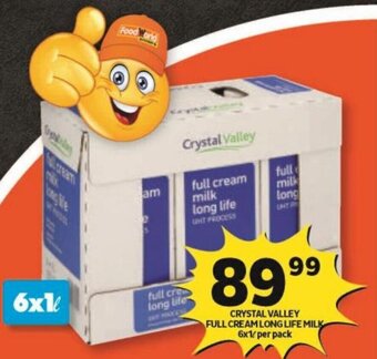 Shoprite CRYSTAL VALLEY FULL CREAM LONG LIFE MILK 6x1L per pack offer
