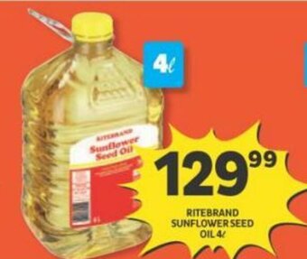 Shoprite RITEBRAND SUNFLOWER SEED OIL 4L offer