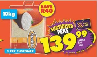 Shoprite SPEKKO RICE 10kg offer